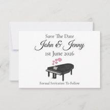 Grand Piano Pianist Musician Wedding Save The Date