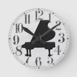 Grand Piano Round Clock