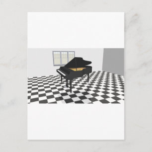 Grand Piano & Tile Floor: 3D Model: Postcard