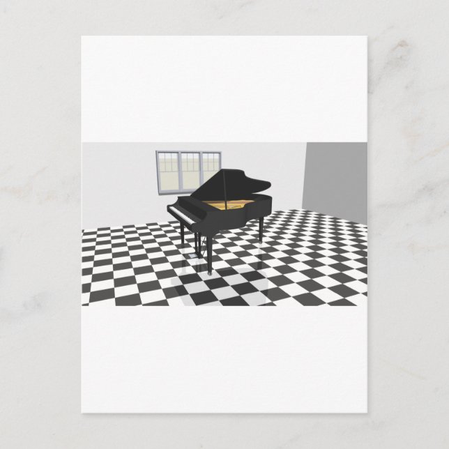 Grand Piano & Tile Floor: 3D Model: Postcard (Front)