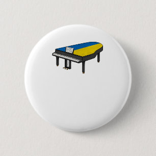 Grand Piano Ukrainian Flag Pianist Musician Sticke 6 Cm Round Badge