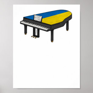Grand Piano Ukrainian Flag Pianist Musician Sticke Poster