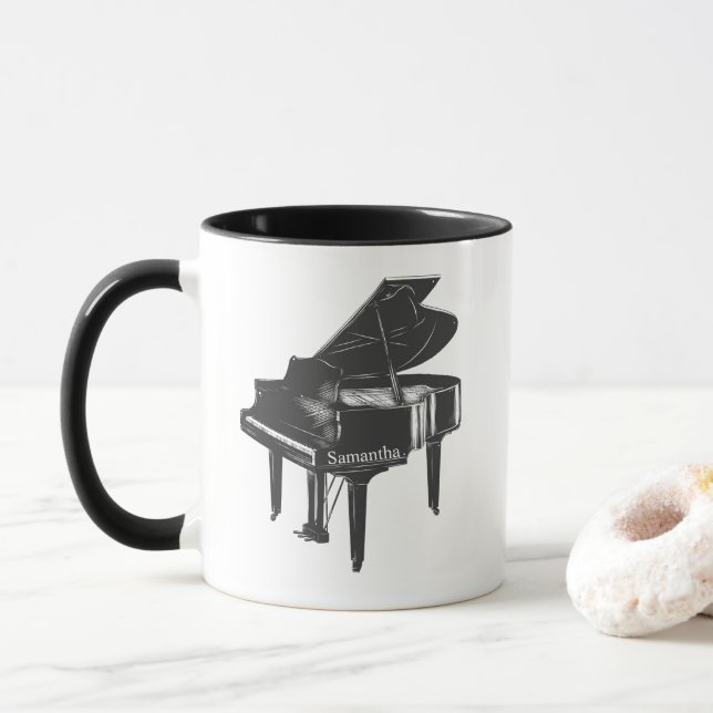 Grand Piano With name Pianist Piano Teacher   Mug (With Donut)