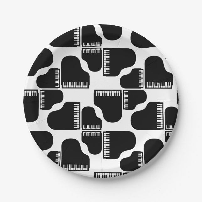 Grand Pianos Music Themed CUSTOM BACKGROUND COLOR Paper Plate (Front)