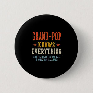 Grand-pop knows everything father's day retro 6 cm round badge