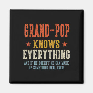 Grand-pop knows everything father's day retro magnet