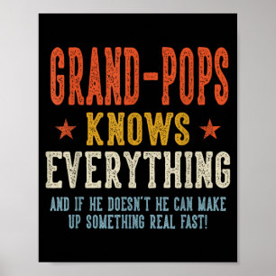 Grand-pops knows everything father's day retro poster