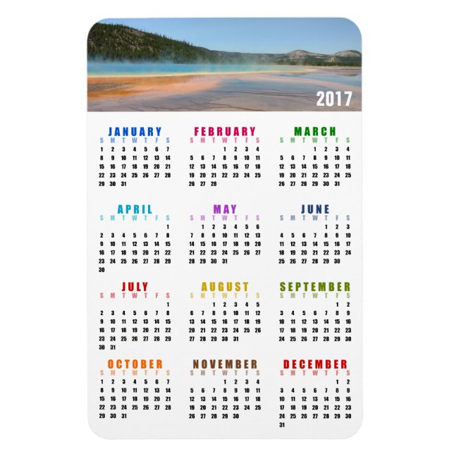 Grand Prismatic Spring 2017 Calendar Magnet (Vertical)