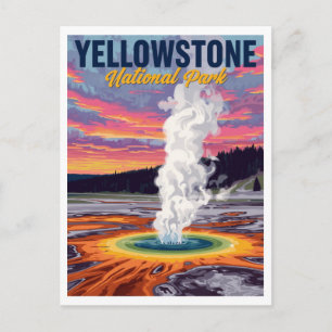 Grand Prismatic Spring Geyser Art Postcard
