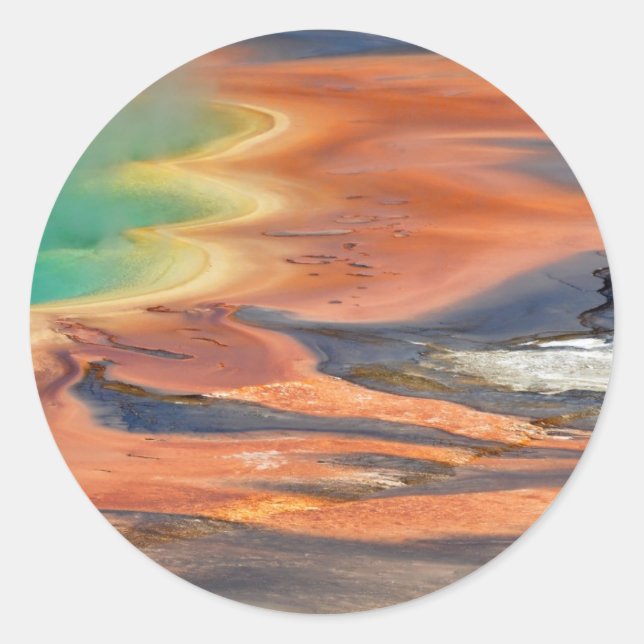 Grand Prismatic Spring Runoff Classic Round Sticker (Front)