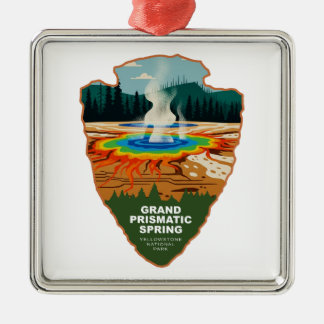 Grand Prismatic Spring Yellowstone Arrowhead Metal Ornament
