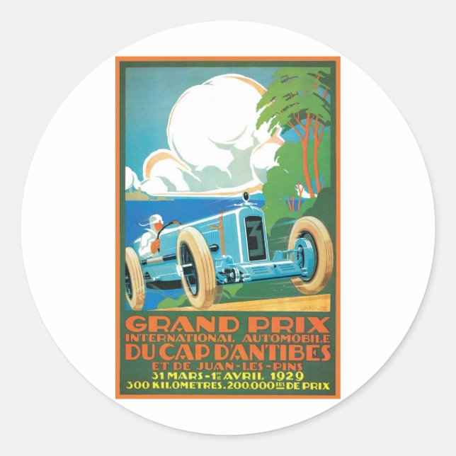 Grand Prix Automobile Classic Round Sticker (Front)