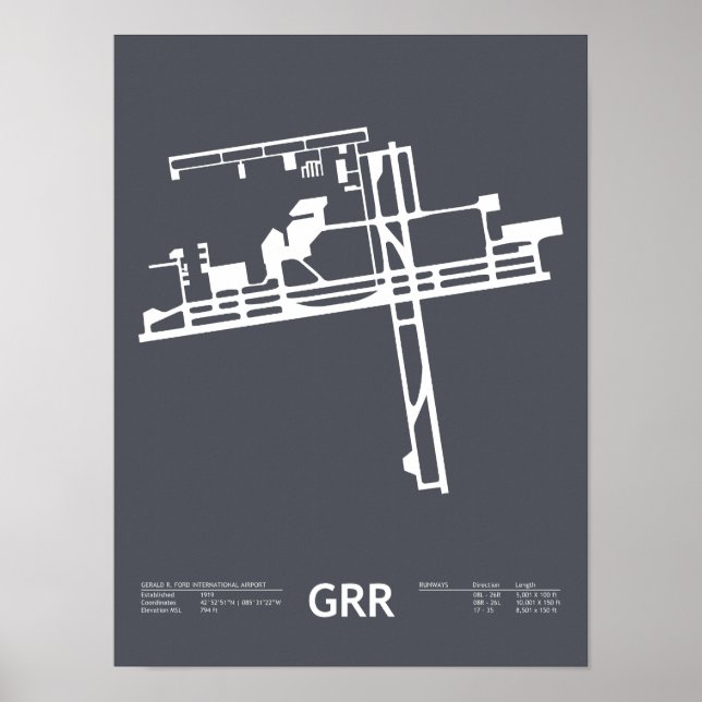 Grand Rapids (GRR) Airport Poster: Gerald R Ford Poster (Front)