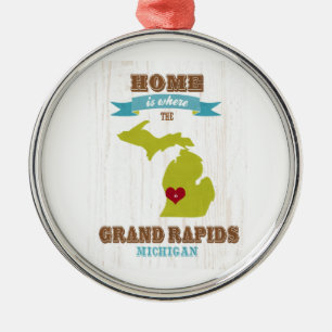 grand rapids, michigan Map – Home Is Where Metal Ornament