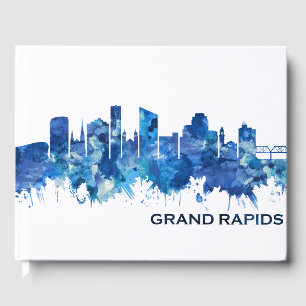 Grand Rapids Michigan Skyline Blue Guest Book