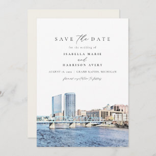 GRAND RAPIDS Michigan Skyline Save the Date Invit Invitation