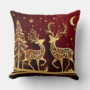 Grand Reindeer Waltz – Whimsy Holiday Pattern Cushion
