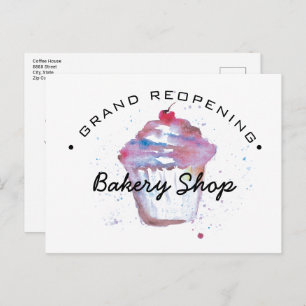 Grand reopening Bakery Small business announcement Postcard