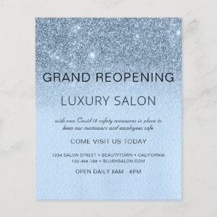 Grand Reopening Blue Sparkle Glitter Salon Flyer