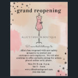 Grand Reopening Boutique Store Abstract Blush Flyer<br><div class="desc">Illustration of a dress form over a abstract background with peach pink colour scheme.  Personalise the text.</div>