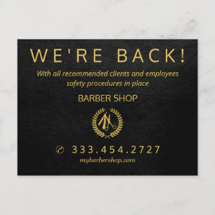 Grand reopening covid-19 barber salon announcement postcard