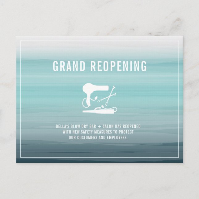 Grand Reopening Salon Hair Stylist Aqua Postcard (Front)