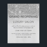 Grand Reopening Silver Modern Glitter Salon Flyer<br><div class="desc">Glam Silver Ombre Sparkle and Glitter Grand Reopening Glam Luxury Hair Salon, Beauty Store, Eyelashes, Nails, Makeup, Microblading, Hair Stylist, Lashes, Hair Stylist or Make Up Artist Business Flyer with custom add your business name and return address. This simple modern and elegant personalized design is perfect for reopening your business...</div>