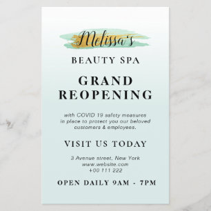 GRAND REOPENING   trendy gold blue beauty spa Flyer