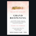 GRAND REOPENING | trendy gold pink beauty salon Flyer<br><div class="desc">Announce your grand reopening with this lovely design with pink and white colors and black text. the text can be personalized.</div>