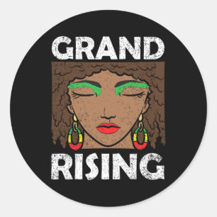 Grand Rising Black History Month Colour Men Afro W Classic Round Sticker