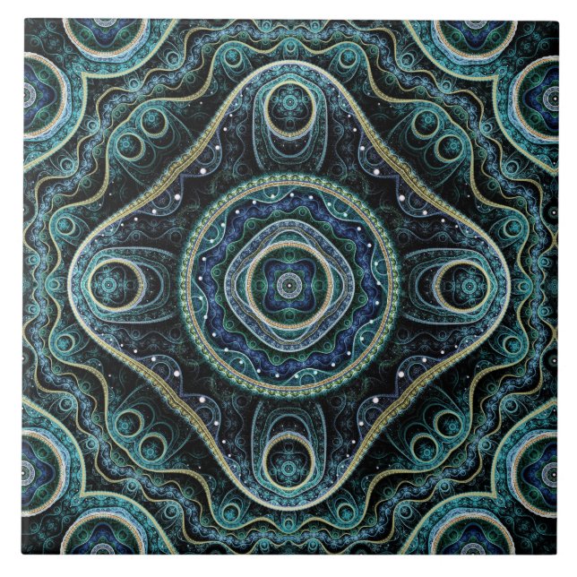 Grand Royal Julian Fractal Mandala Pattern Ceramic Tile (Front)