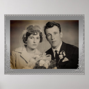 Grand silver border frame custom photo poster