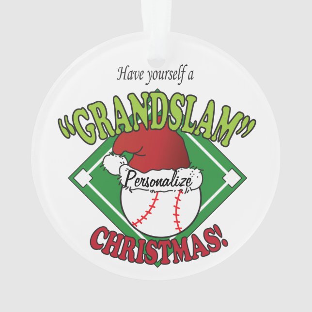 Grand Slam ⚾ Baseball Christmas Ornament (Back)