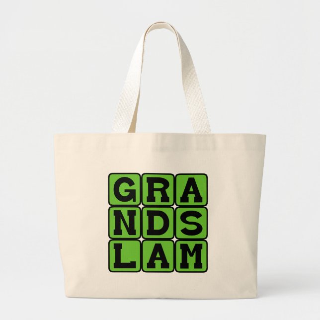 Grand Slam, Baseball Home Run Large Tote Bag (Front)