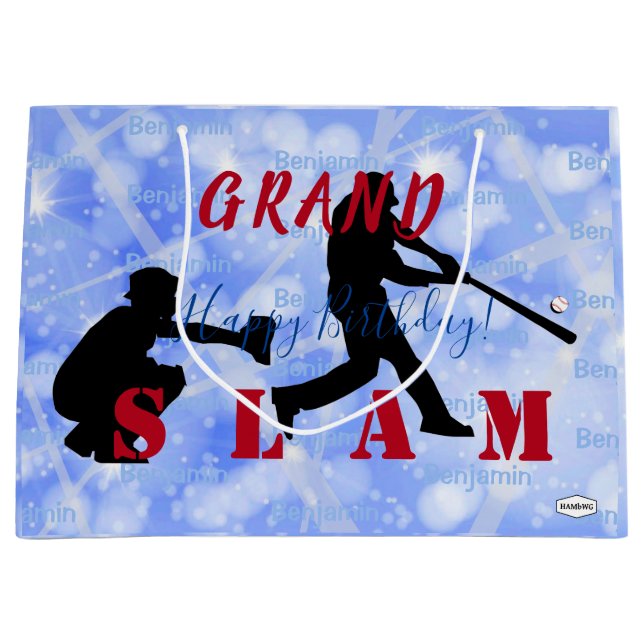 GRAND SLAM Baseball Theme Gift Bag HAMbWG (Front)