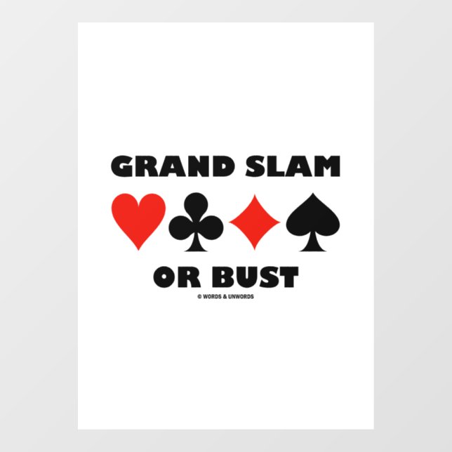 Grand Slam Or Bust Bridge Game Four Card Suits (Sheet)