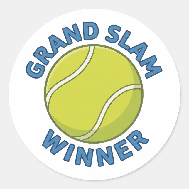 Grand Slam Winner Tennis Ball Sports Champion Classic Round Sticker (Front)