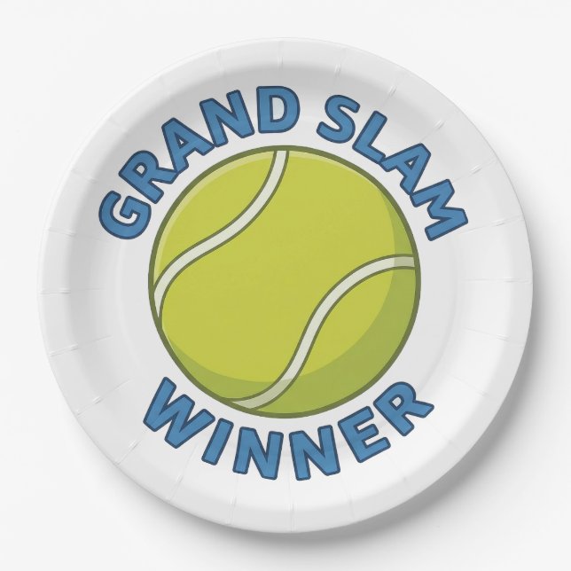Grand Slam Winner Tennis Ball Sports Champion Paper Plate (Front)