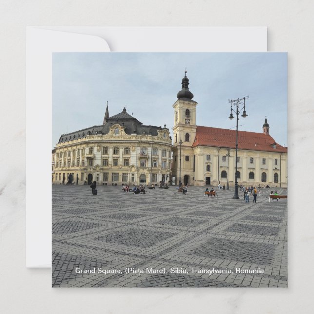 Grand Square, (Piaţa Mare), Sibiu, Romania on a Holiday Card (Front)