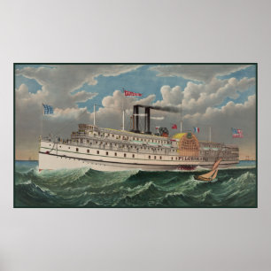 Grand Steamboat Pilgrim Worlds Largest Riverboat Poster