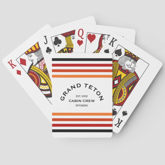 Grand Teton Cabin Club Custom Crest Park Stripe Playing Cards (Back)
