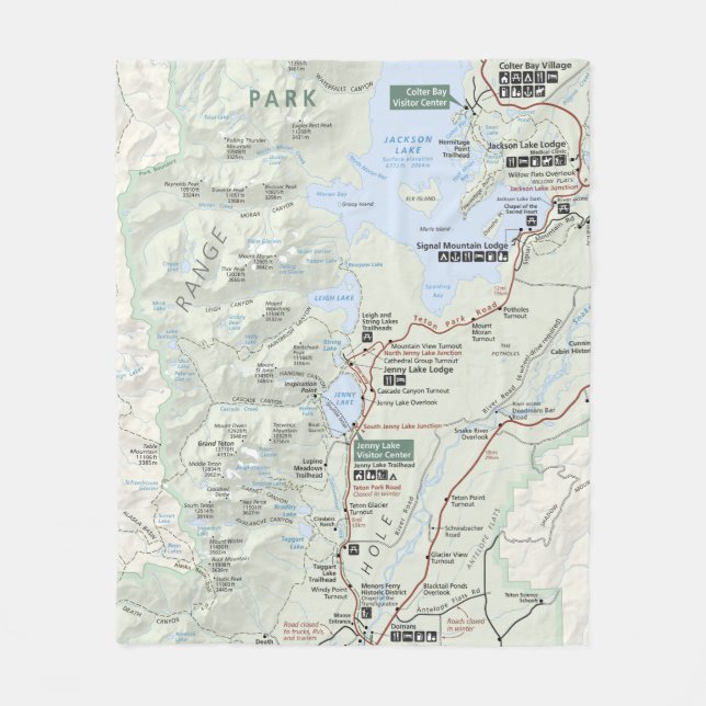 Grand Teton map fleece blanket (Front)