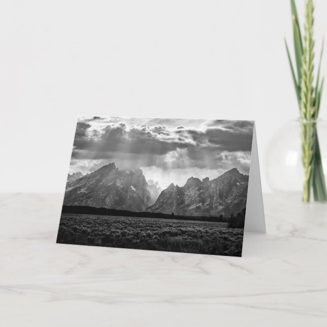 Grand Teton Mountain Range in Black and White Card (Front)