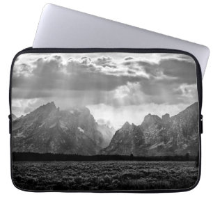 Grand Teton Mountain Range in Black and White Laptop Sleeve