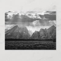 Grand Teton Mountain Range in Black and White