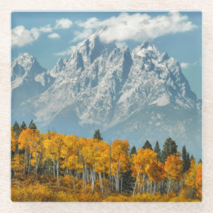 Grand Teton Mountains in the Fall Glass Coaster