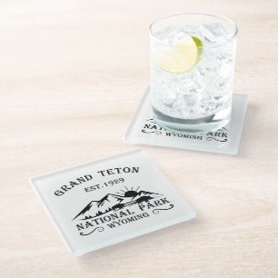 Grand Teton mountains National Park Wyoming Glass Coaster