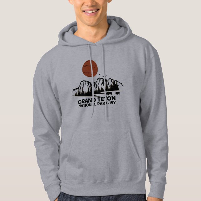 Grand Teton mountains National Park Wyoming Hoodie (Front)