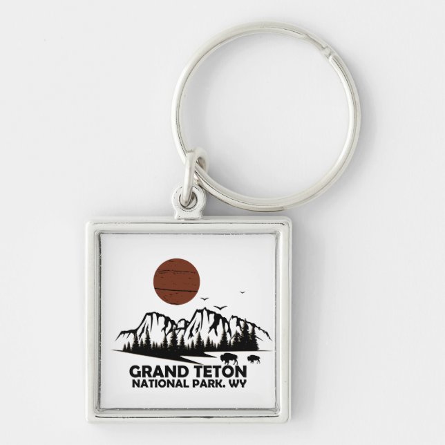 Grand Teton mountains National Park Wyoming Key Ring (Front)