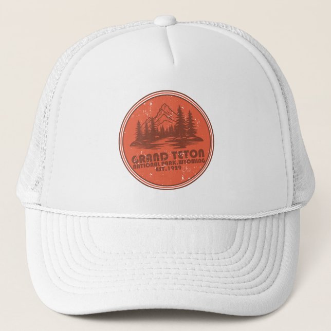 Grand Teton mountains National Park Wyoming Trucker Hat (Front)